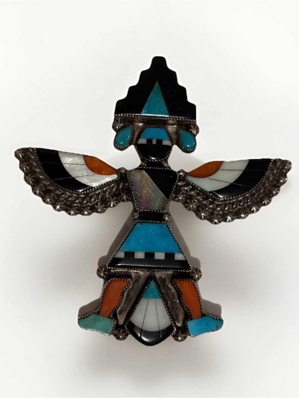 Native American Early Vintage Zuni Bowman Paywa Sterling Knifewing Pin Brooch